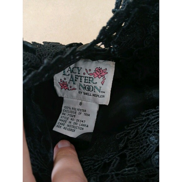 Vintage 80s Lacy Afternoon Satin Secretary Blouse Size 8 Whimsigoth - Picture 5 of 6